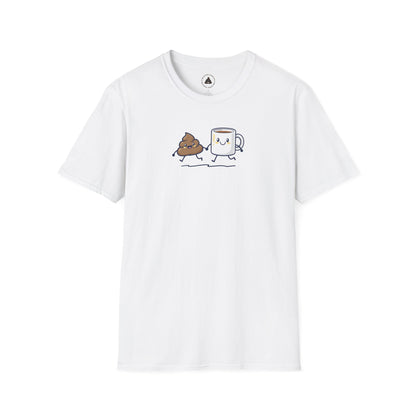 Playful Coffee & Poop Unisex T-Shirt, Funny Gift, Humorous Apparel, Casual Wear, Birthday Gift, Coffee Lover Tee