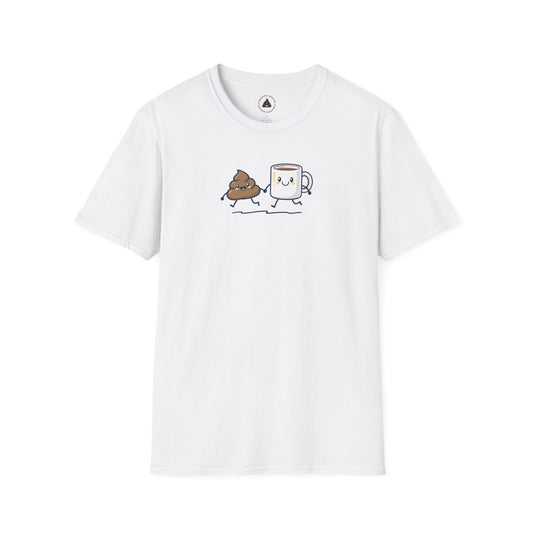 Playful Coffee & Poop Unisex T-Shirt, Funny Gift, Humorous Apparel, Casual Wear, Birthday Gift, Coffee Lover Tee