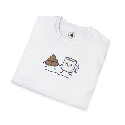 Playful Coffee & Poop Unisex T-Shirt, Funny Gift, Humorous Apparel, Casual Wear, Birthday Gift, Coffee Lover Tee