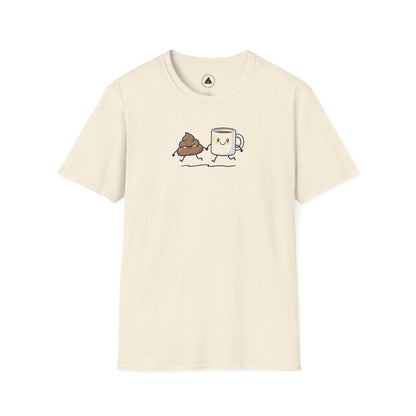 Playful Coffee & Poop Unisex T-Shirt, Funny Gift, Humorous Apparel, Casual Wear, Birthday Gift, Coffee Lover Tee